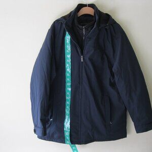 Weatherproof Ultra Tech Jacket, Double Zip, Hooded Water Repellant Coat Navy XL